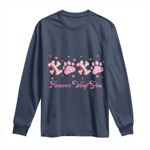 Valentine's Day Dog Lover Long Sleeve Shirt Furever Woof You Paw XO TS09 Navy Print Your Wear
