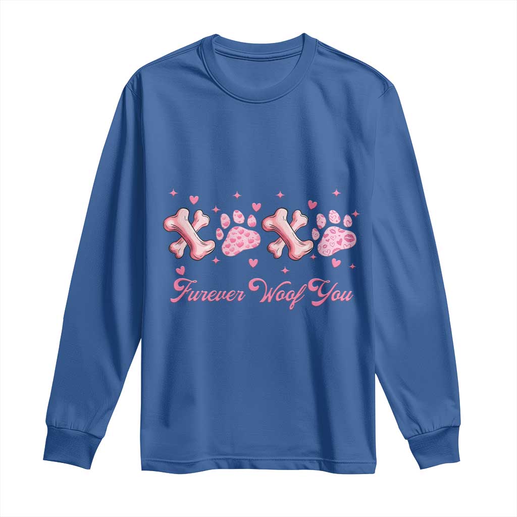 Valentine's Day Dog Lover Long Sleeve Shirt Furever Woof You Paw XO TS09 Royal Blue Print Your Wear