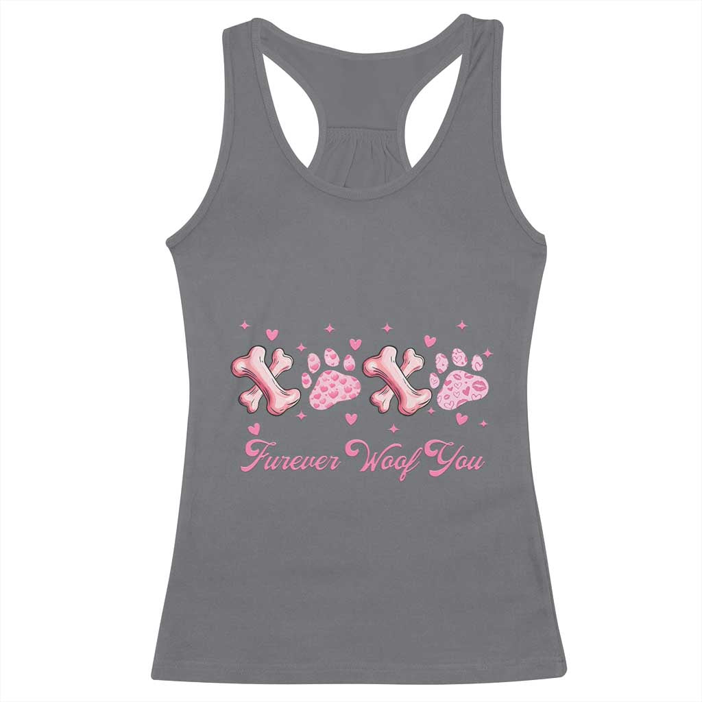 Valentine's Day Dog Lover Racerback Tank Top Furever Woof You Paw XO TS09 Charcoal Print Your Wear