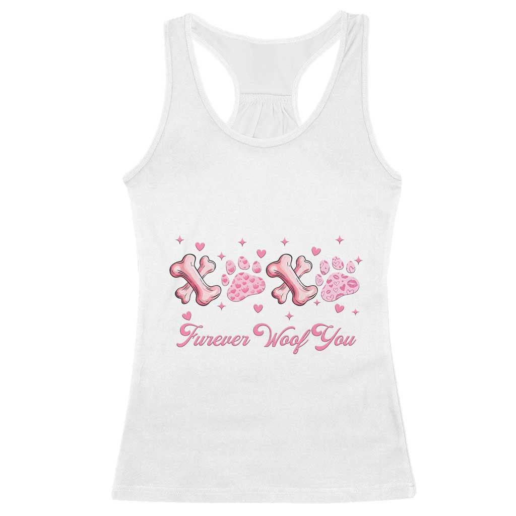 Valentine's Day Dog Lover Racerback Tank Top Furever Woof You Paw XO TS09 White Print Your Wear