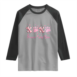 Valentine's Day Dog Lover Raglan Shirt Furever Woof You Paw XO TS09 Sport Gray Black Print Your Wear