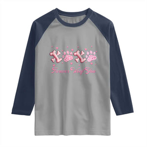 Valentine's Day Dog Lover Raglan Shirt Furever Woof You Paw XO TS09 Sport Gray Navy Print Your Wear