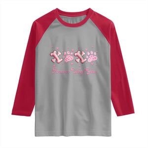Valentine's Day Dog Lover Raglan Shirt Furever Woof You Paw XO TS09 Sport Gray Red Print Your Wear