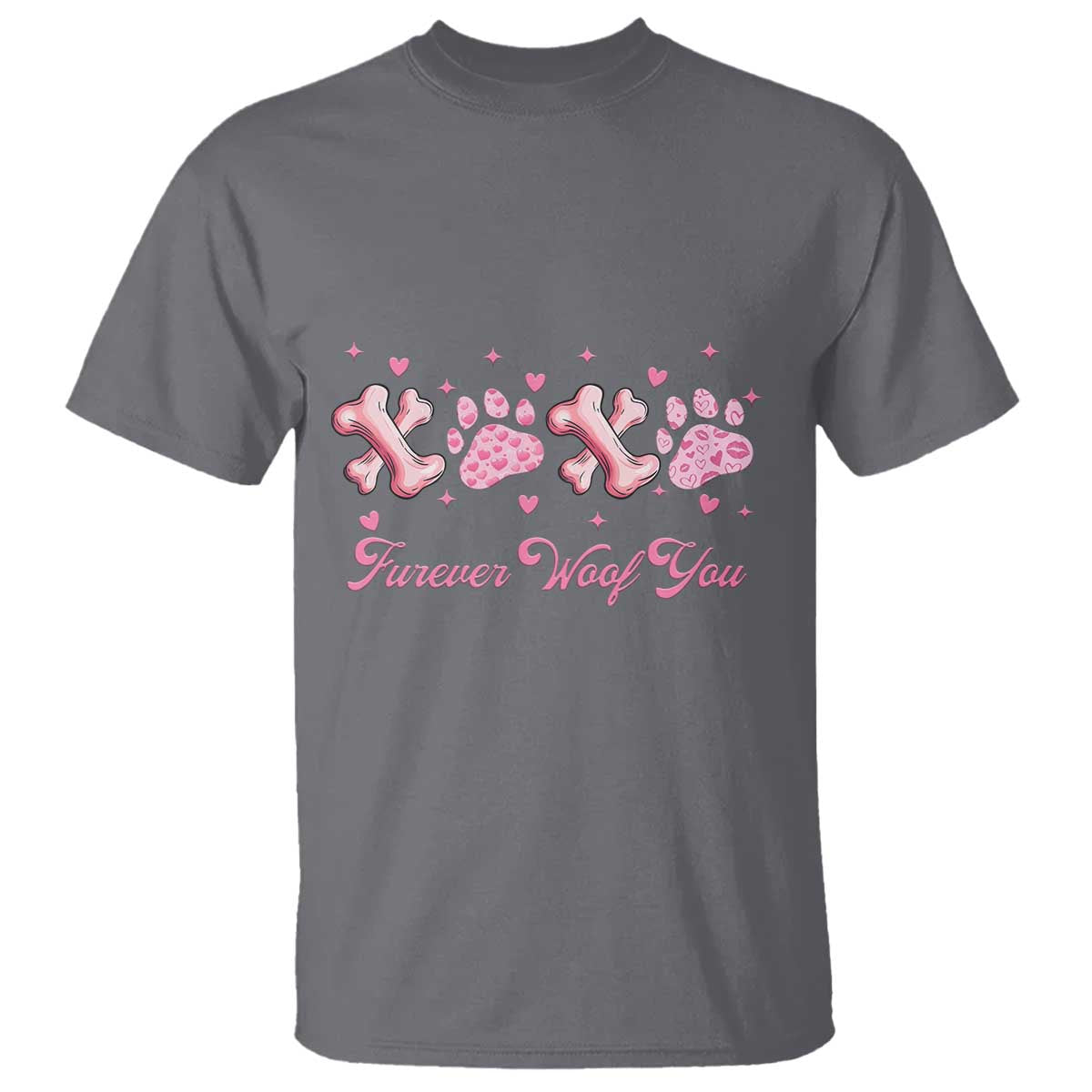 Valentine's Day Dog Lover T Shirt Furever Woof You Paw XO TS09 Charcoal Print Your Wear
