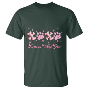 Valentine's Day Dog Lover T Shirt Furever Woof You Paw XO TS09 Dark Forest Green Print Your Wear