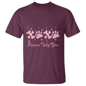 Valentine's Day Dog Lover T Shirt Furever Woof You Paw XO TS09 Maroon Print Your Wear