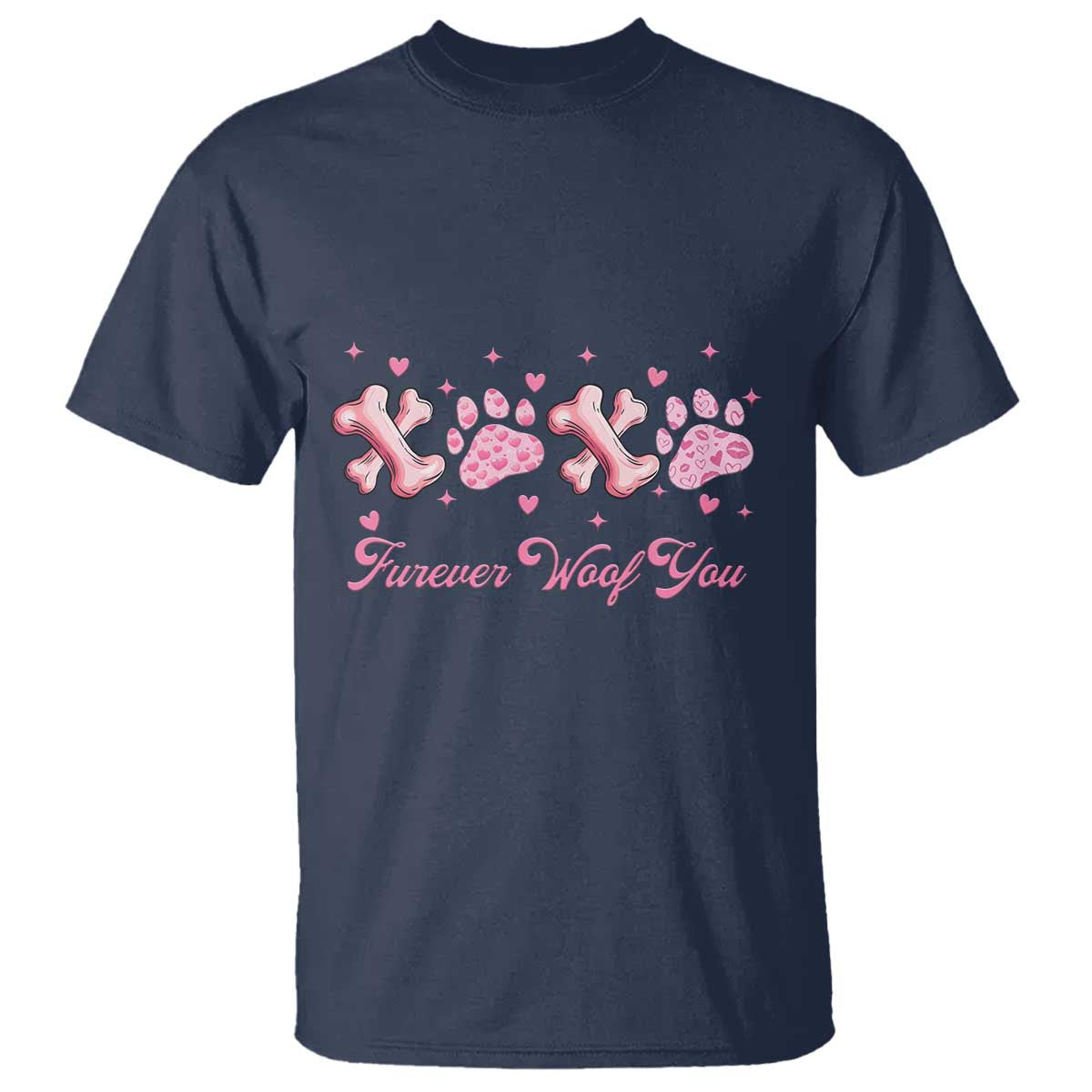 Valentine's Day Dog Lover T Shirt Furever Woof You Paw XO TS09 Navy Print Your Wear