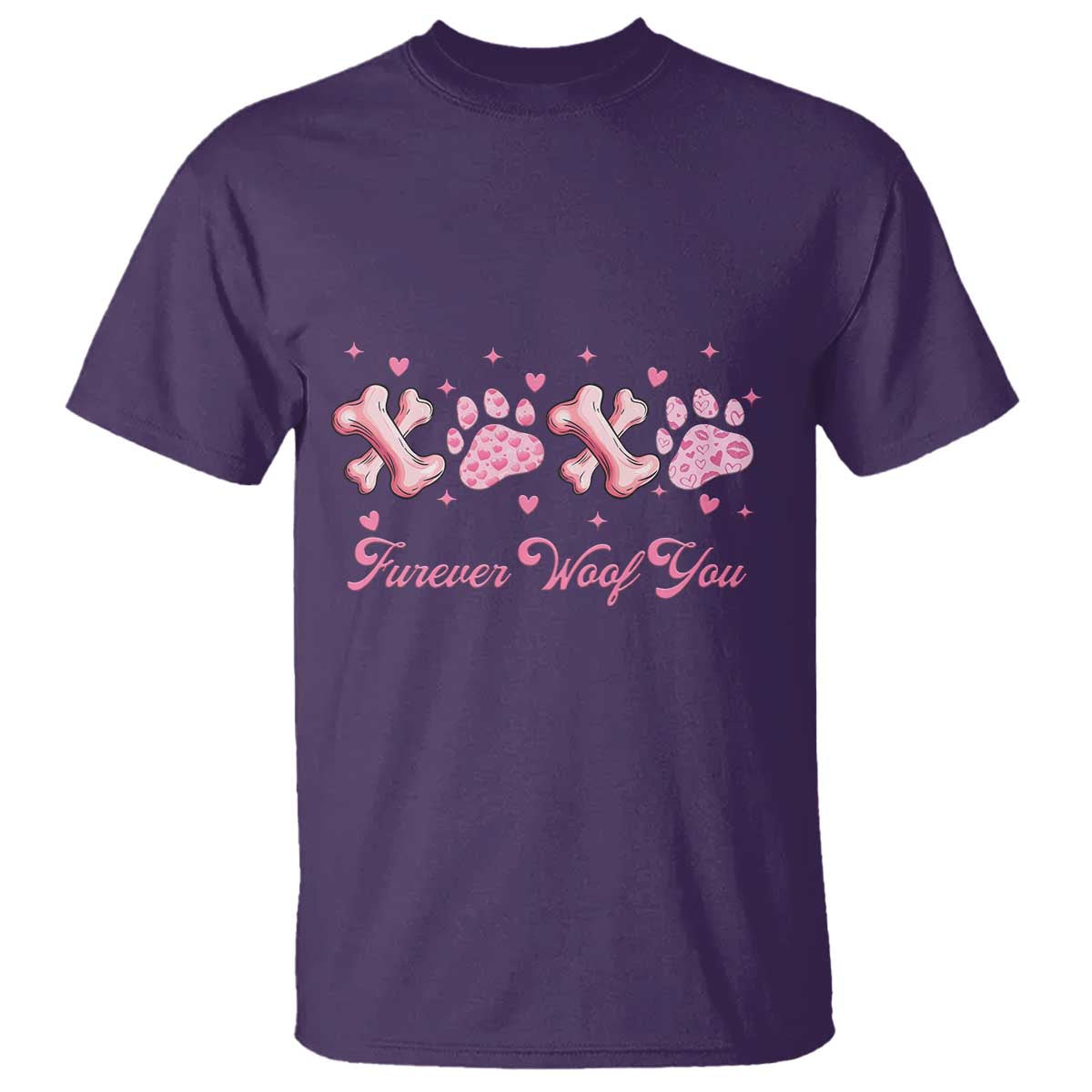 Valentine's Day Dog Lover T Shirt Furever Woof You Paw XO TS09 Purple Print Your Wear