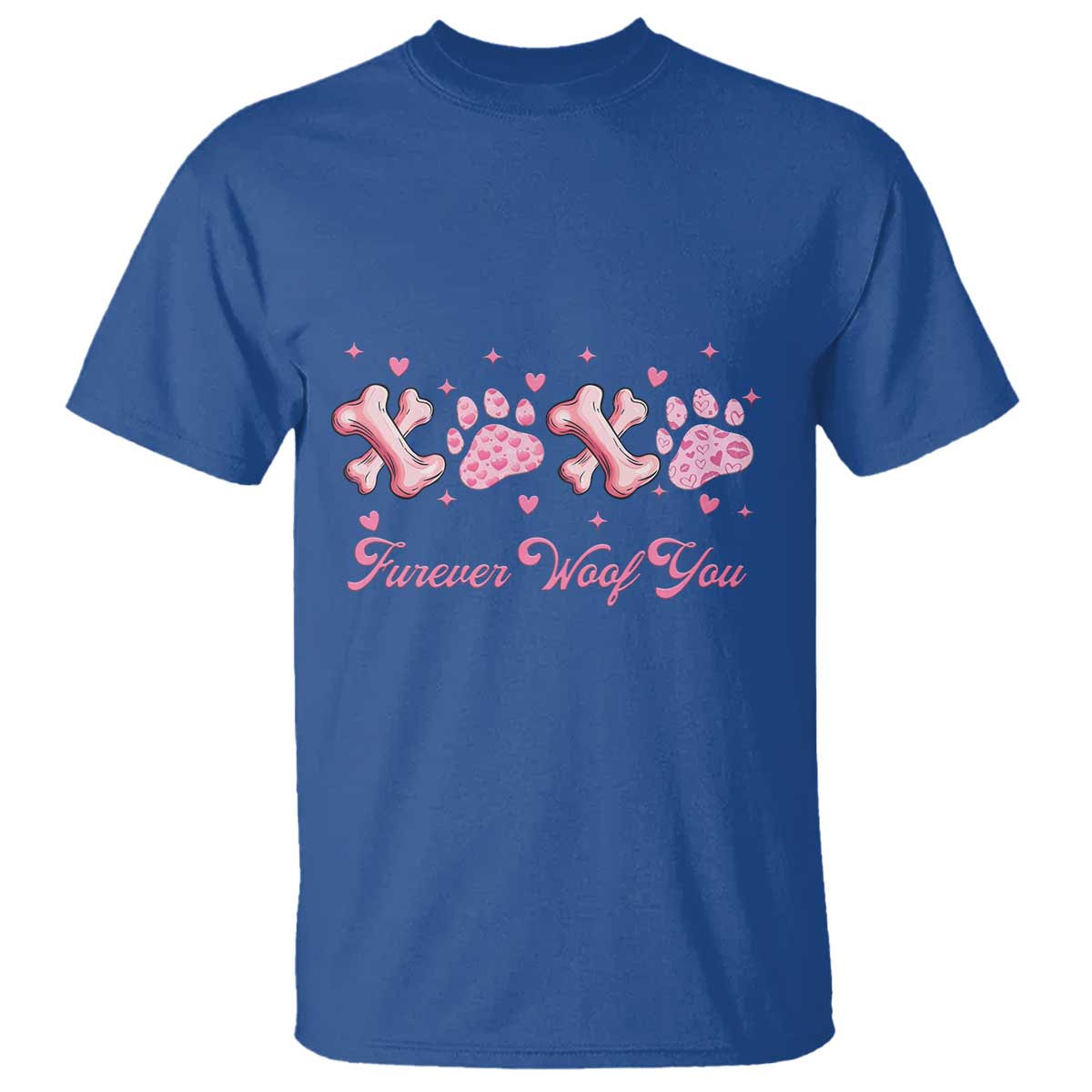 Valentine's Day Dog Lover T Shirt Furever Woof You Paw XO TS09 Royal Blue Print Your Wear