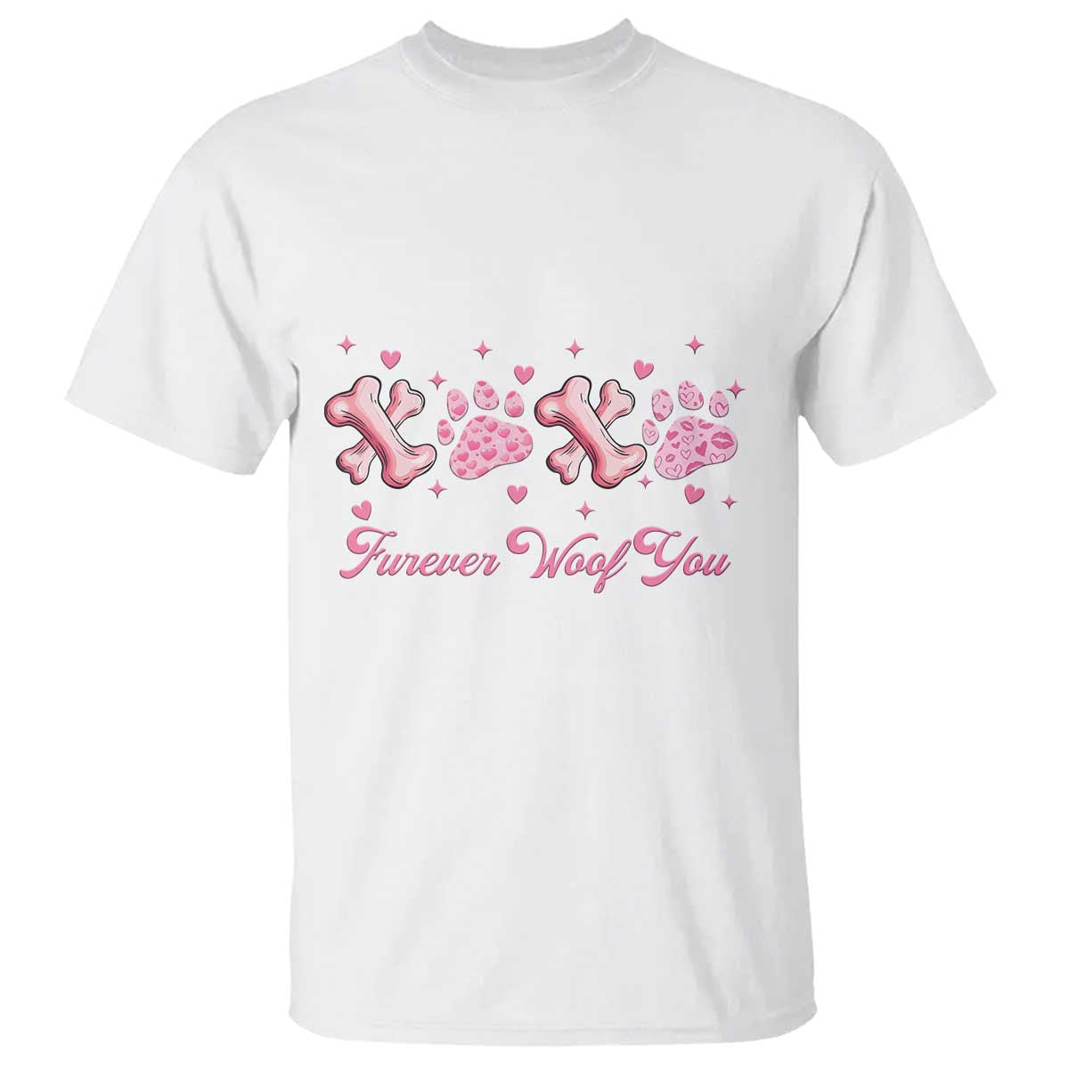 Valentine's Day Dog Lover T Shirt Furever Woof You Paw XO TS09 White Print Your Wear
