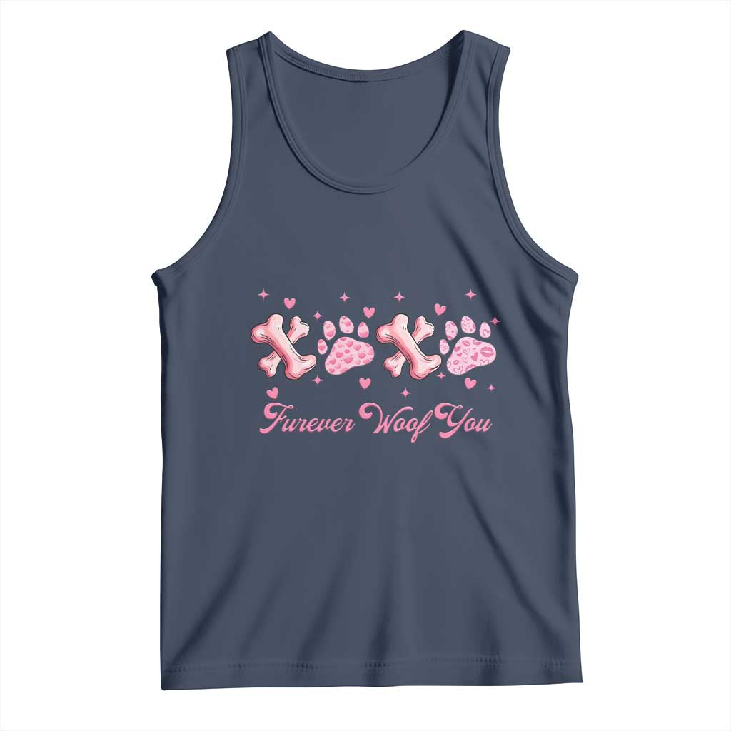 Valentine's Day Dog Lover Tank Top Furever Woof You Paw XO TS09 Navy Print Your Wear