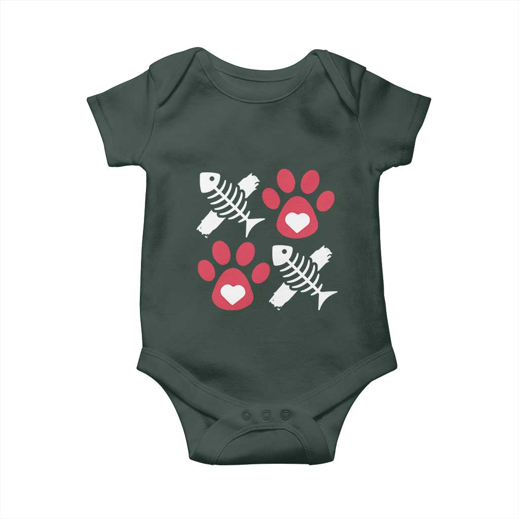Valentine's Day Cat Lover Baby Onesie Cute Kitten Paw XO TS09 Print Your Wear