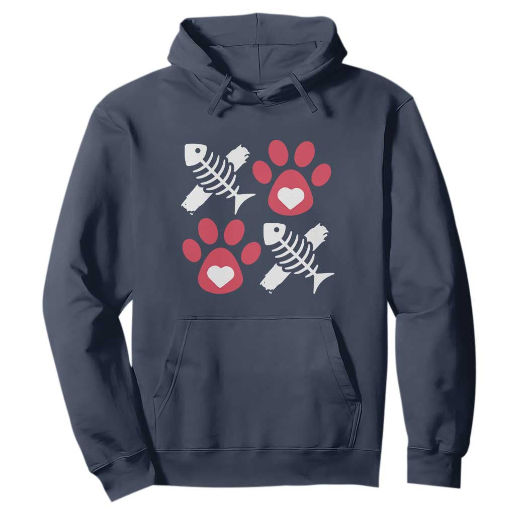 Valentine's Day Cat Lover Hoodie Cute Kitten Paw XO TS09 Navy Print Your Wear
