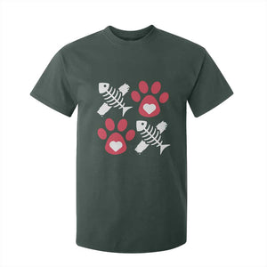 Valentine's Day Cat Lover T Shirt For Kid Cute Kitten Paw XO TS09 Dark Forest Green Print Your Wear