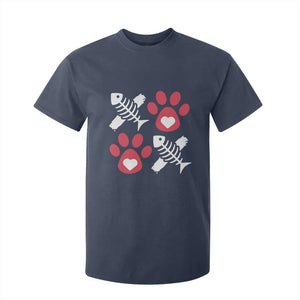 Valentine's Day Cat Lover T Shirt For Kid Cute Kitten Paw XO TS09 Navy Print Your Wear