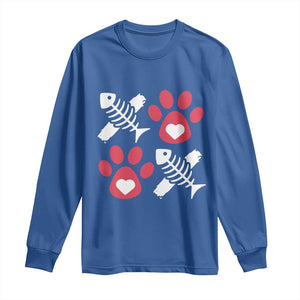 Valentine's Day Cat Lover Long Sleeve Shirt Cute Kitten Paw XO TS09 Royal Blue Print Your Wear