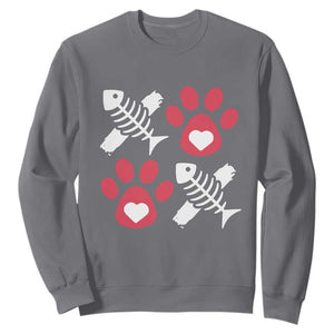 Valentine's Day Cat Lover Sweatshirt Cute Kitten Paw XO TS09 Charcoal Print Your Wear