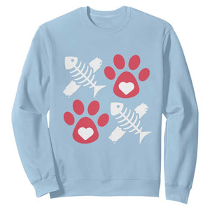Valentine's Day Cat Lover Sweatshirt Cute Kitten Paw XO TS09 Light Blue Print Your Wear