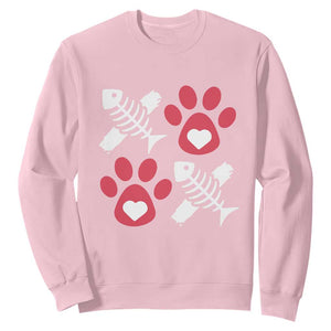 Valentine's Day Cat Lover Sweatshirt Cute Kitten Paw XO TS09 Light Pink Print Your Wear