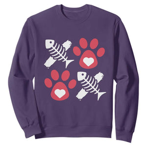 Valentine's Day Cat Lover Sweatshirt Cute Kitten Paw XO TS09 Purple Print Your Wear