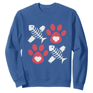 Valentine's Day Cat Lover Sweatshirt Cute Kitten Paw XO TS09 Royal Blue Print Your Wear