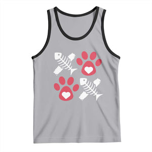 Valentine's Day Cat Lover Tank Top Cute Kitten Paw XO TS09 Athletic Heather Black Print Your Wear