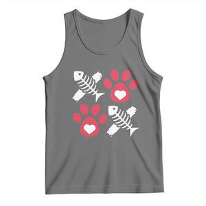 Valentine's Day Cat Lover Tank Top Cute Kitten Paw XO TS09 Black Heather Print Your Wear