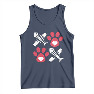 Valentine's Day Cat Lover Tank Top Cute Kitten Paw XO TS09 Navy Print Your Wear