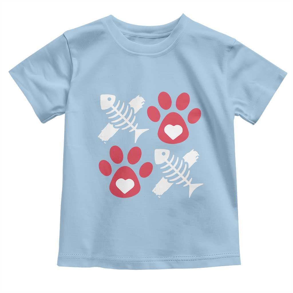 Valentine's Day Cat Lover Toddler T Shirt Cute Kitten Paw XO TS09 Light Blue Print Your Wear