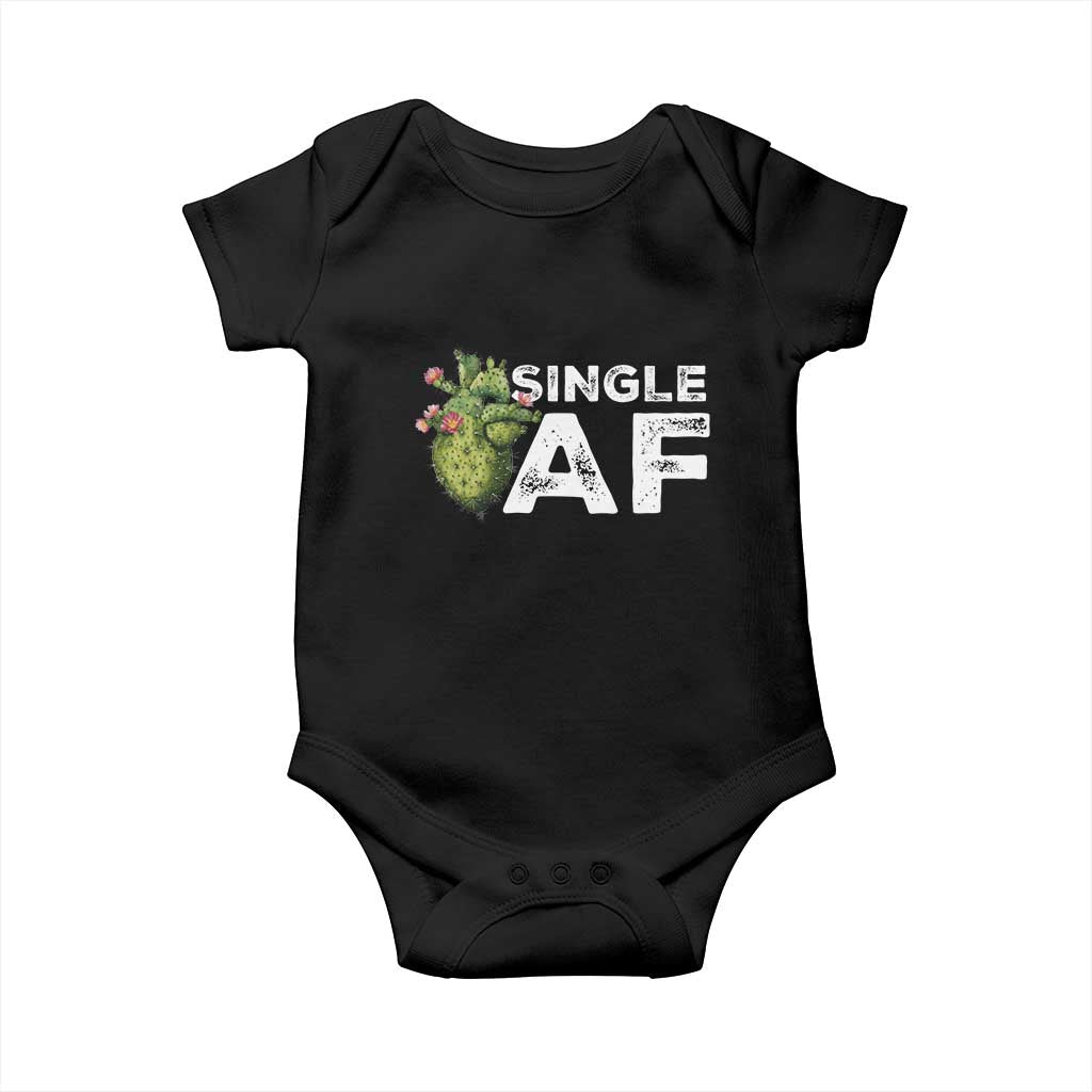 Funny Anti Valentine Baby Onesie Single AF Heart Cactus TS09 Black Print Your Wear