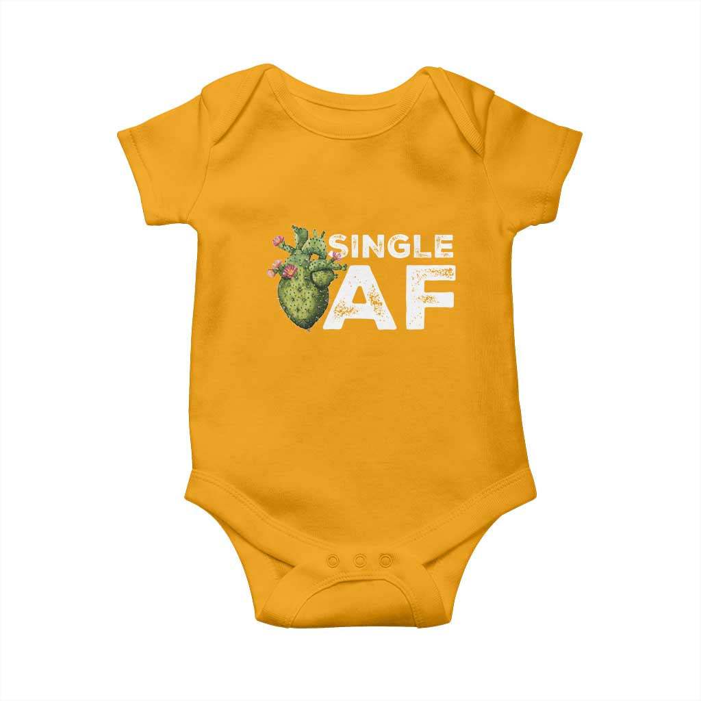 Funny Anti Valentine Baby Onesie Single AF Heart Cactus TS09 Gold Print Your Wear