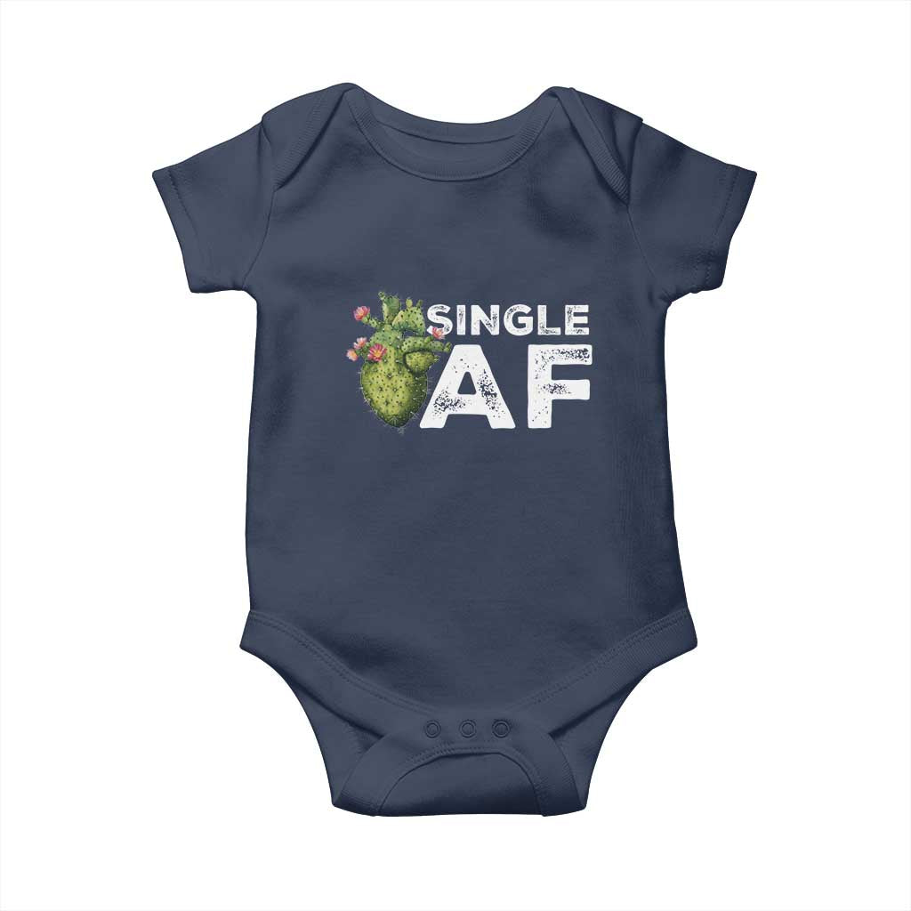 Funny Anti Valentine Baby Onesie Single AF Heart Cactus TS09 Navy Print Your Wear