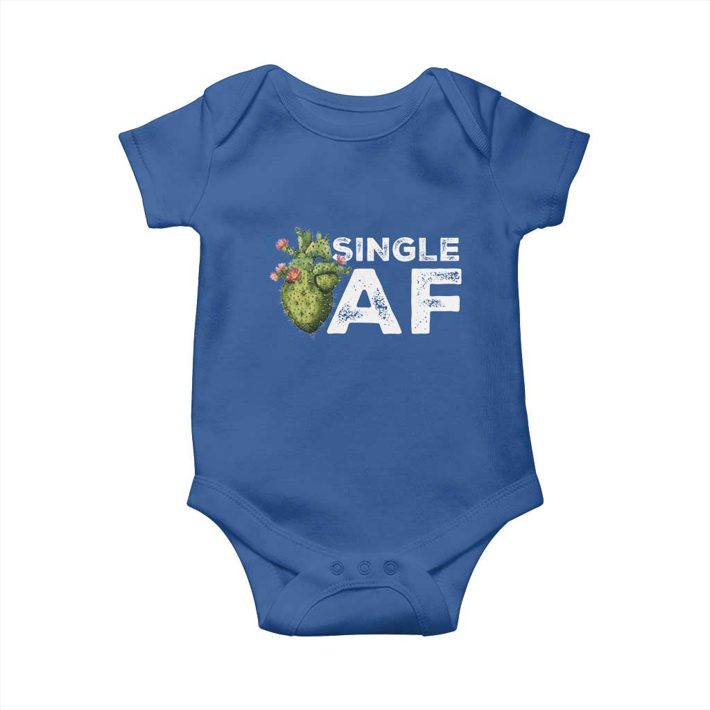 Funny Anti Valentine Baby Onesie Single AF Heart Cactus TS09 Royal Blue Print Your Wear
