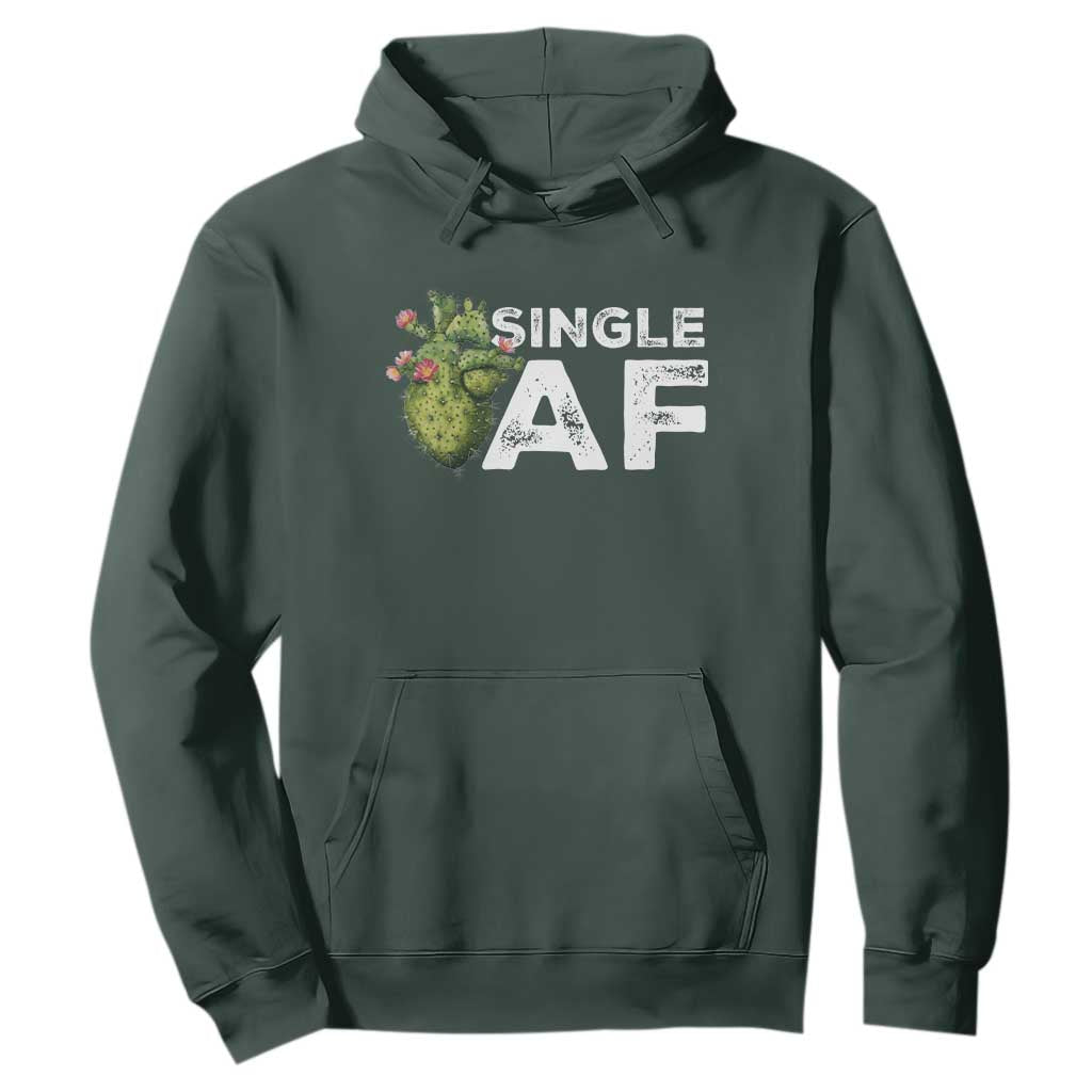 Funny Anti Valentine Hoodie Single AF Heart Cactus TS09 Dark Forest Green Print Your Wear
