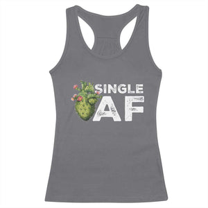 Funny Anti Valentine Racerback Tank Top Single AF Heart Cactus TS09 Charcoal Print Your Wear