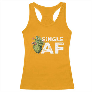 Funny Anti Valentine Racerback Tank Top Single AF Heart Cactus TS09 Gold Print Your Wear