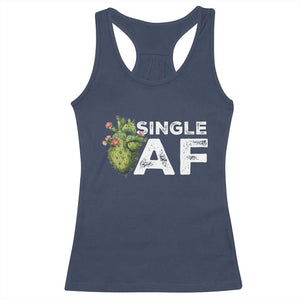 Funny Anti Valentine Racerback Tank Top Single AF Heart Cactus TS09 Navy Print Your Wear