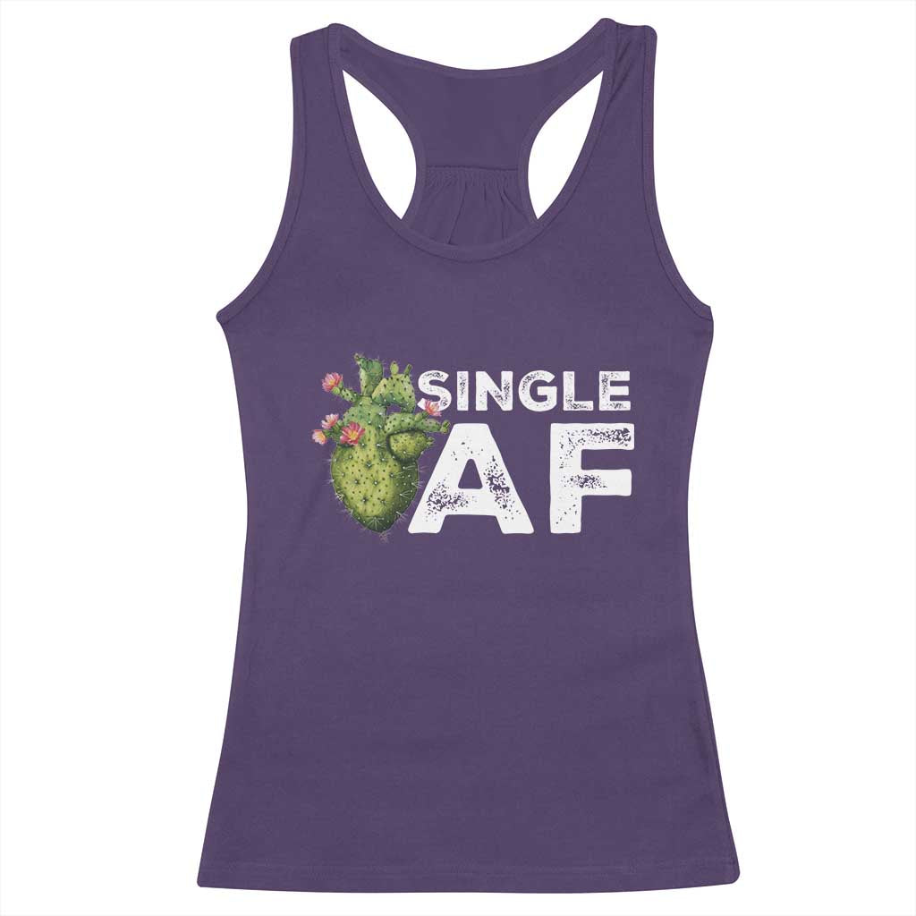 Funny Anti Valentine Racerback Tank Top Single AF Heart Cactus TS09 Purple Print Your Wear