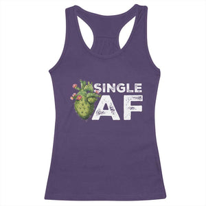 Funny Anti Valentine Racerback Tank Top Single AF Heart Cactus TS09 Purple Print Your Wear