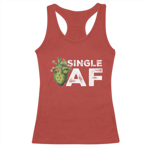 Funny Anti Valentine Racerback Tank Top Single AF Heart Cactus TS09 Red Print Your Wear