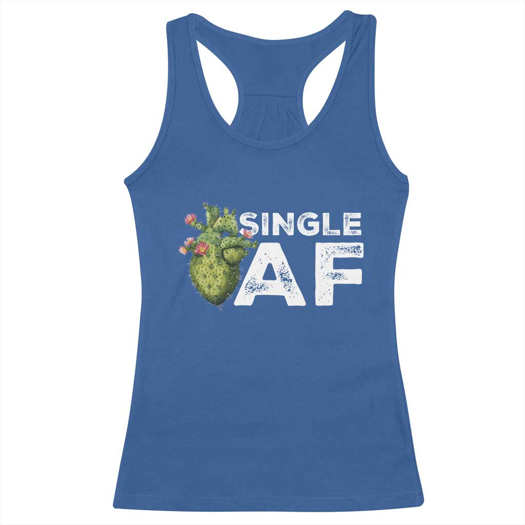 Funny Anti Valentine Racerback Tank Top Single AF Heart Cactus TS09 Royal Blue Print Your Wear