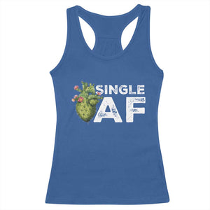 Funny Anti Valentine Racerback Tank Top Single AF Heart Cactus TS09 Royal Blue Print Your Wear