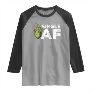 Funny Anti Valentine Raglan Shirt Single AF Heart Cactus TS09 Sport Gray Black Print Your Wear