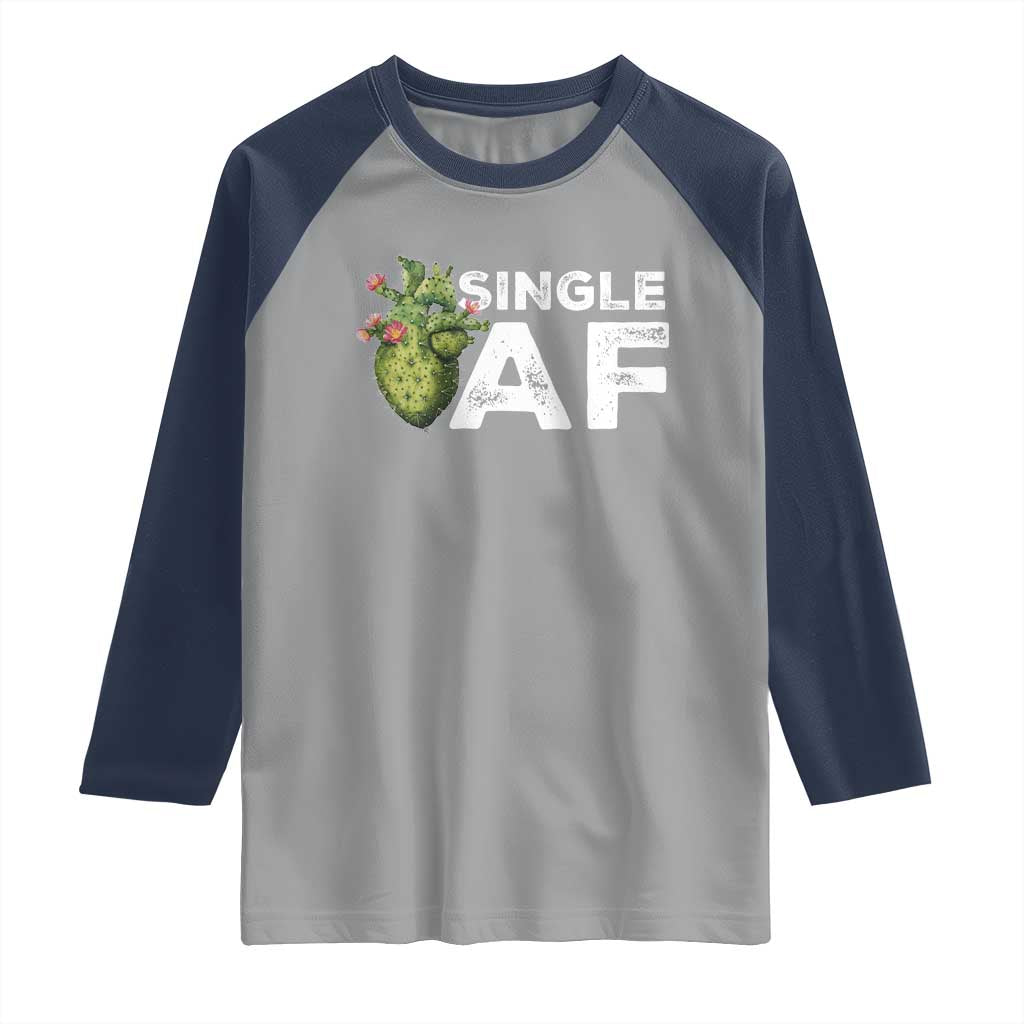 Funny Anti Valentine Raglan Shirt Single AF Heart Cactus TS09 Sport Gray Navy Print Your Wear