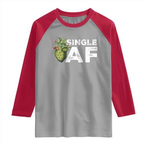 Funny Anti Valentine Raglan Shirt Single AF Heart Cactus TS09 Sport Gray Red Print Your Wear