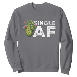 Funny Anti Valentine Sweatshirt Single AF Heart Cactus TS09 Charcoal Print Your Wear