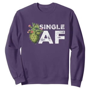Funny Anti Valentine Sweatshirt Single AF Heart Cactus TS09 Purple Print Your Wear