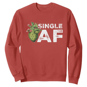 Funny Anti Valentine Sweatshirt Single AF Heart Cactus TS09 Red Print Your Wear