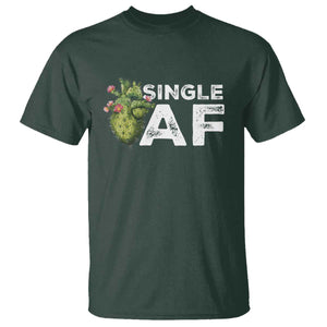Funny Anti Valentine T Shirt Single AF Heart Cactus TS09 Dark Forest Green Print Your Wear