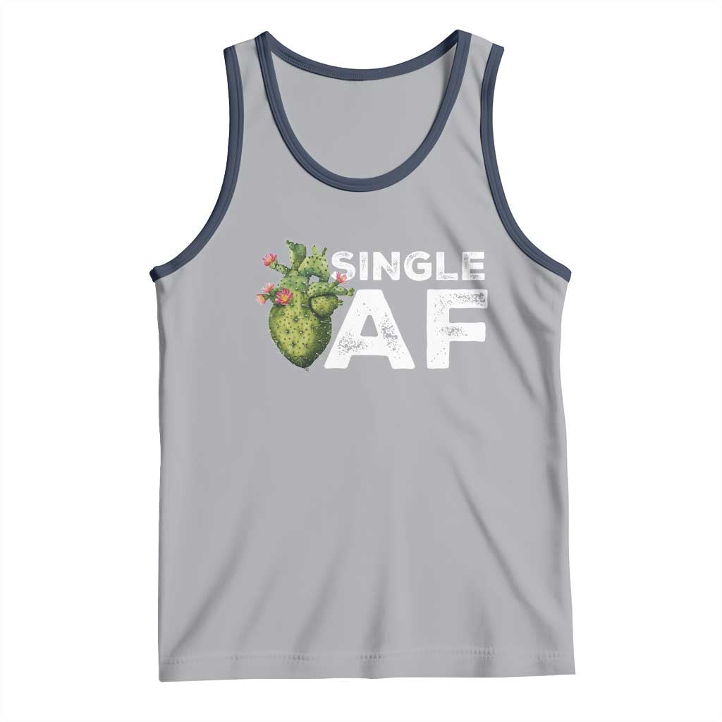 Funny Anti Valentine Tank Top Single AF Heart Cactus TS09 Athletic Heather Navy Print Your Wear